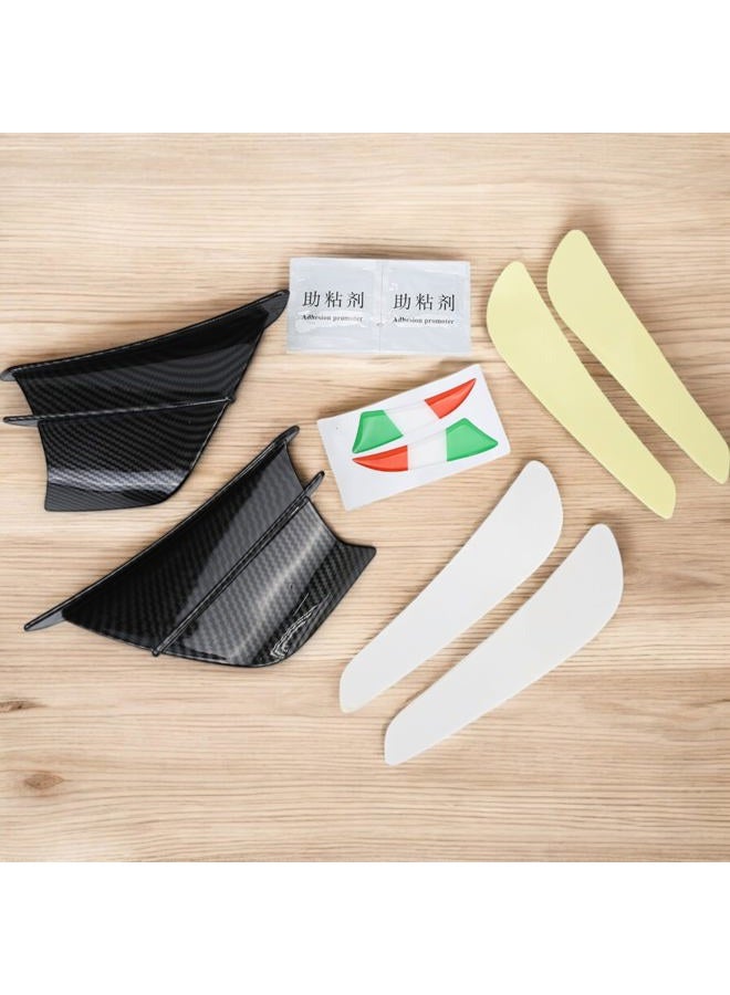 BuleVina Motorcycle Aerodynamic Wing Kit Spoiler Replacement Fit for Ducati 899 959 1198 1198S 1199 1299 Panigale V4 V4S V4R V2 Supersport S (Color : Bright Black Carbon) - Image 3