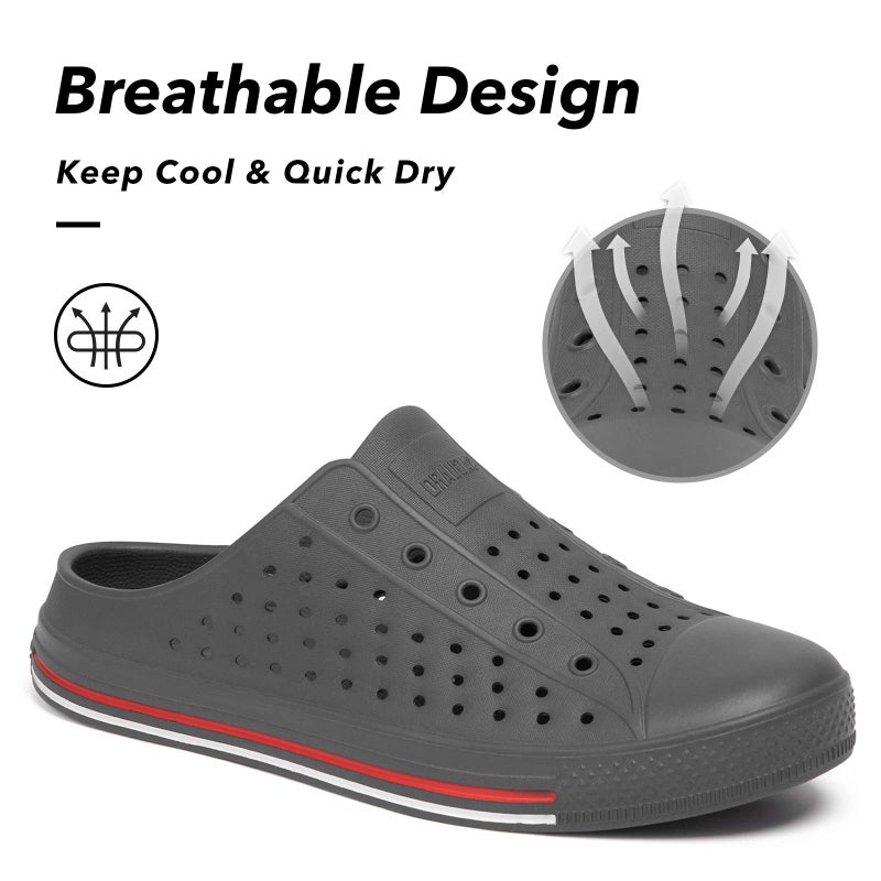 SAGUARO Women's Men's Garden Clogs Shoes Casual Slippers Unisex Quick Drying Sandals Summer Anti-Slip Beach Shoes Dark Gray 6.5 Women/4.5 Men - Image 4