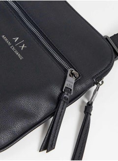 Armani Exchange Emporio Armani Black Leather Cross Bag For Men  - Image 3