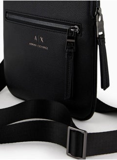 Armani Exchange Emporio Armani Black Leather Cross Bag For Men  - Image 4