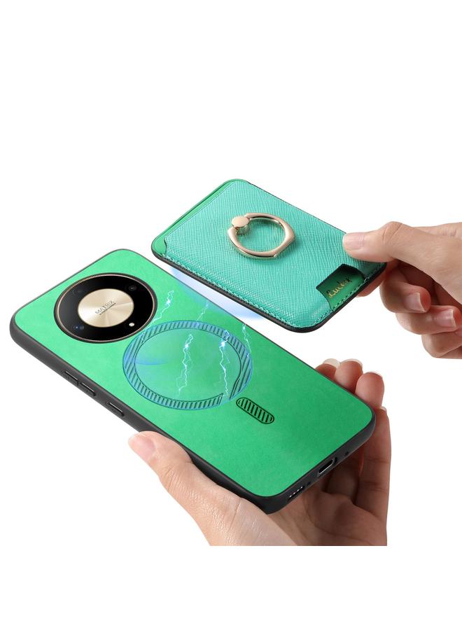 زبون جراب هاتف Honor X9C بتصميم متقاطع كلاسيكي من الجلد مع حلقة إدخال عمودية وحقيبة بطاقات MagSafe - Image 5