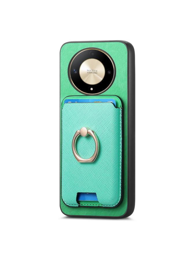 زبون جراب هاتف Honor X9C بتصميم متقاطع كلاسيكي من الجلد مع حلقة إدخال عمودية وحقيبة بطاقات MagSafe - Image 2