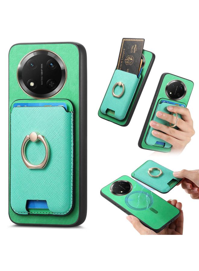 زبون جراب هاتف Honor X9C بتصميم متقاطع كلاسيكي من الجلد مع حلقة إدخال عمودية وحقيبة بطاقات MagSafe - Image 1