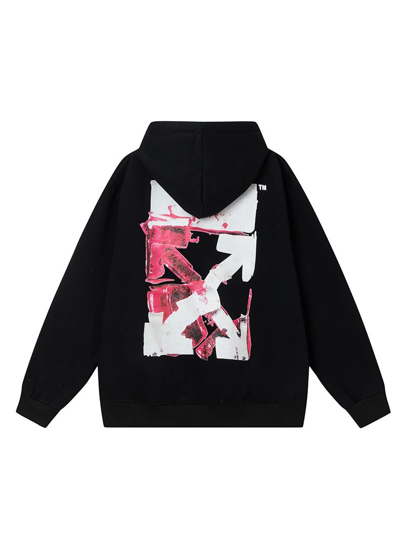 Generic - 2023 Autumn Winter 3D Pink Arrow Hoodie Black - Image 1