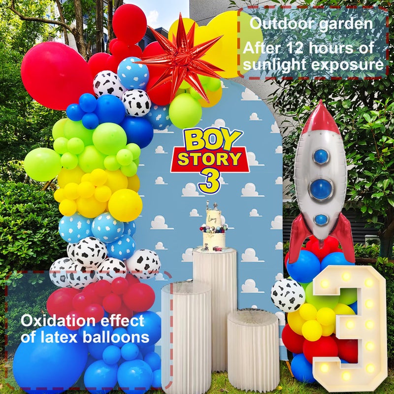 HEPAPATE Toy Inspired Story Balloon Garland Arch Kit,Toy Game Cow and Cloud Pattern Red Blue Yellow Green Latex Balloons for Boys Birthday Party,Cartoons Theme for Baby Shower Birthday Party Supplies 159pcs - Image 2