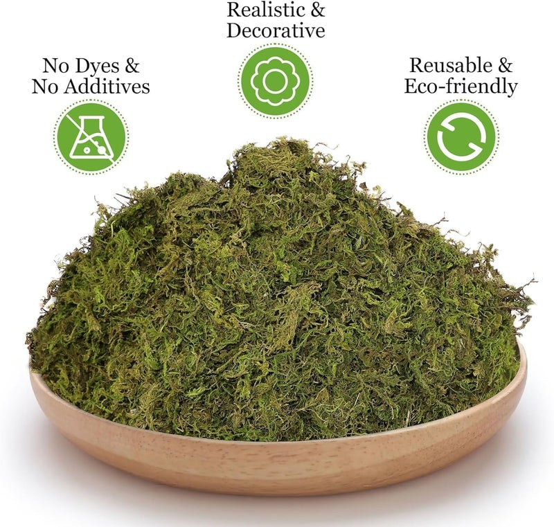 Riare 14OZ Artificial Fake Moss for Fake Plants Indoor- Premium Faux Craft Moss for Potted Plant, Fresh Forest Green for Hamsters Micro-Landscape Terrariums Centerpieces Decor - Image 2