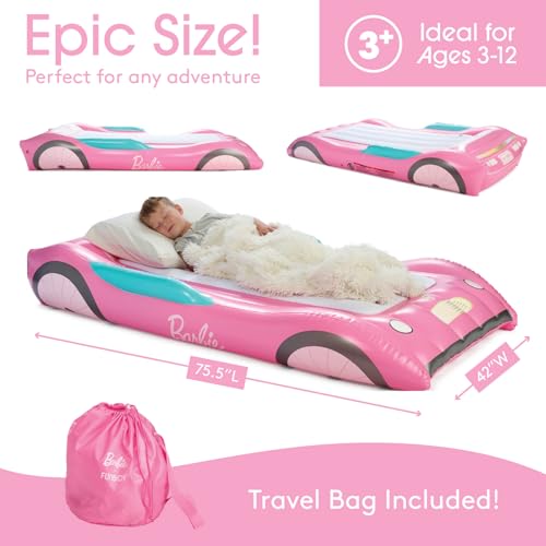 FUNBOY Barbie & FUNBOY Kids Sleepover Travel Bed & Air Mattress. Perfect for Sleepovers. Includes Carrying Storage Bag, Twin - Image 4