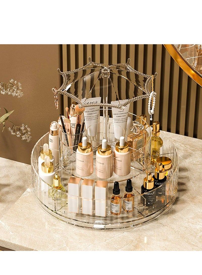 Oasisgalore 360° Rotating Makeup Organizer - Multi-Functional Cosmetic Jewelry Storage Box for Vanity, Bathroom & Living Room（Space-Saving Design） - Image 1