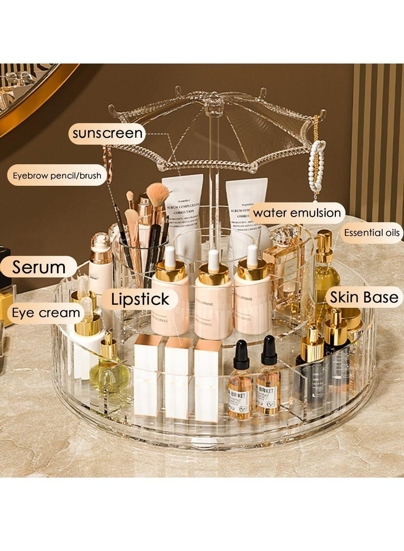 Oasisgalore 360° Rotating Makeup Organizer - Multi-Functional Cosmetic Jewelry Storage Box for Vanity, Bathroom & Living Room（Space-Saving Design） - Image 2