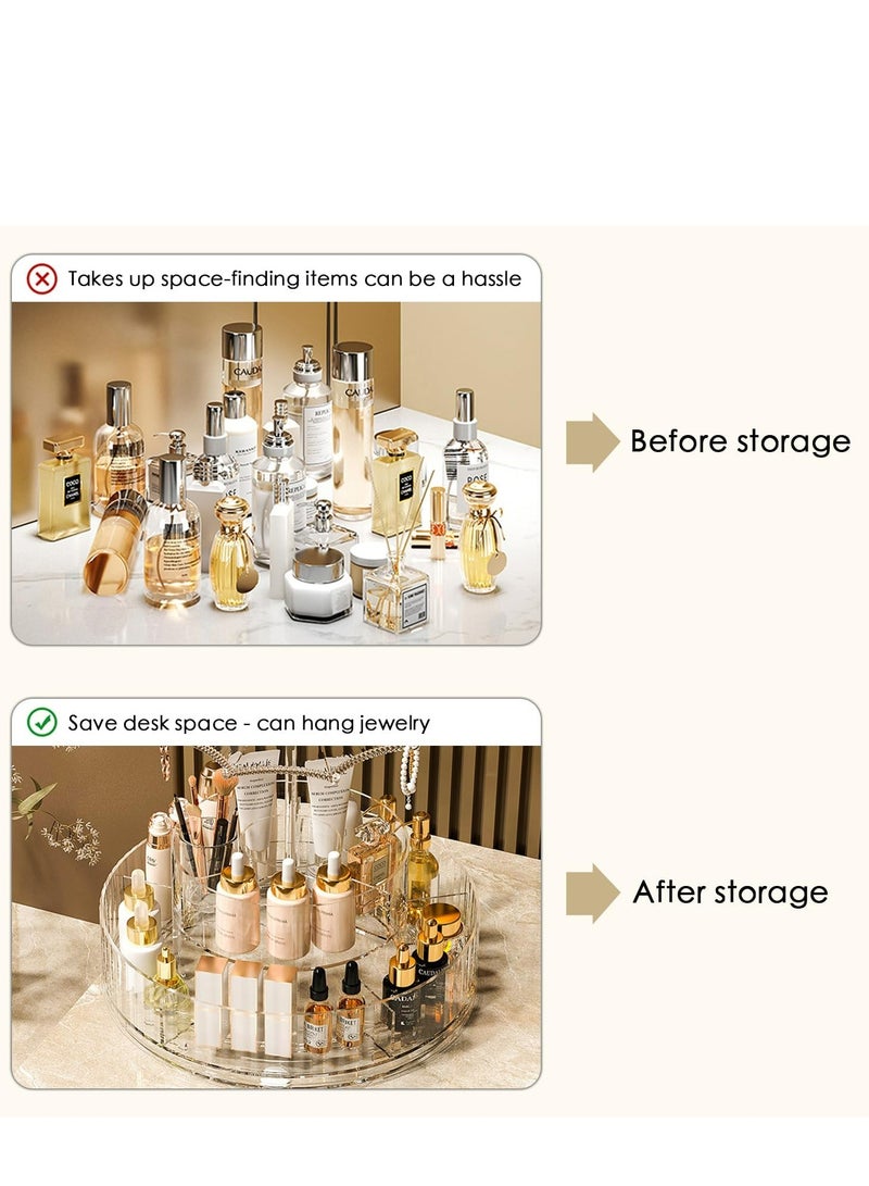 Oasisgalore 360° Rotating Makeup Organizer - Multi-Functional Cosmetic Jewelry Storage Box for Vanity, Bathroom & Living Room（Space-Saving Design） - Image 3