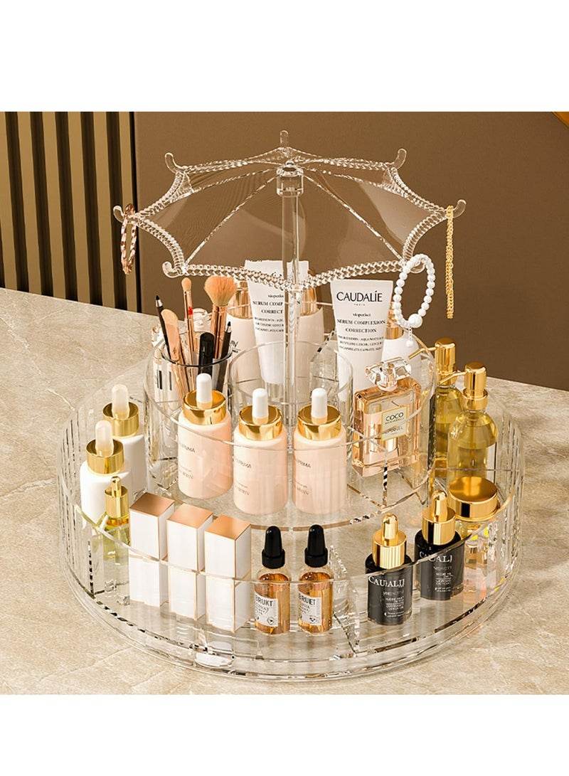 Oasisgalore 360° Rotating Makeup Organizer - Multi-Functional Cosmetic Jewelry Storage Box for Vanity, Bathroom & Living Room（Space-Saving Design） - Image 5