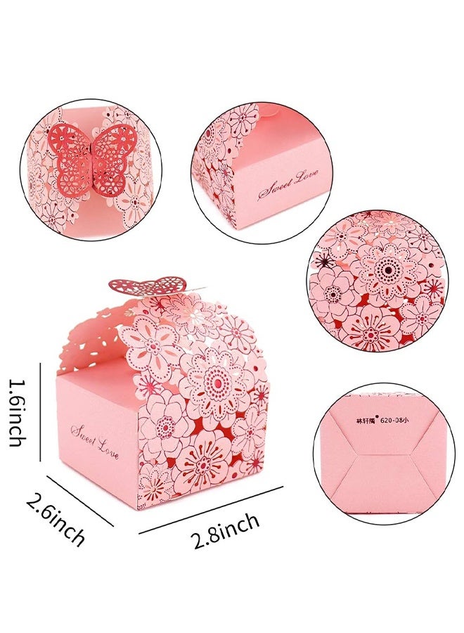 25Pcs/Set Flower Butterfly Hollow Candy Box Cookie Gift Boxes Romantic Wedding Favors Cute Chocolate Box for Wedding Bridal Birthday Party Supplies (Pink, S) - Image 5