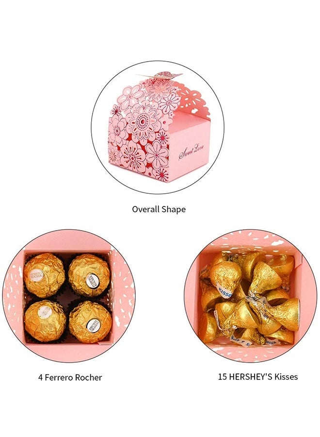 25Pcs/Set Flower Butterfly Hollow Candy Box Cookie Gift Boxes Romantic Wedding Favors Cute Chocolate Box for Wedding Bridal Birthday Party Supplies (Pink, S) - Image 2