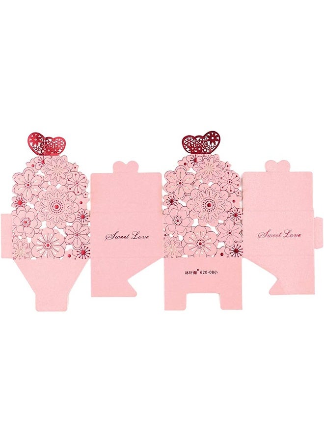 25Pcs/Set Flower Butterfly Hollow Candy Box Cookie Gift Boxes Romantic Wedding Favors Cute Chocolate Box for Wedding Bridal Birthday Party Supplies (Pink, S) - Image 3