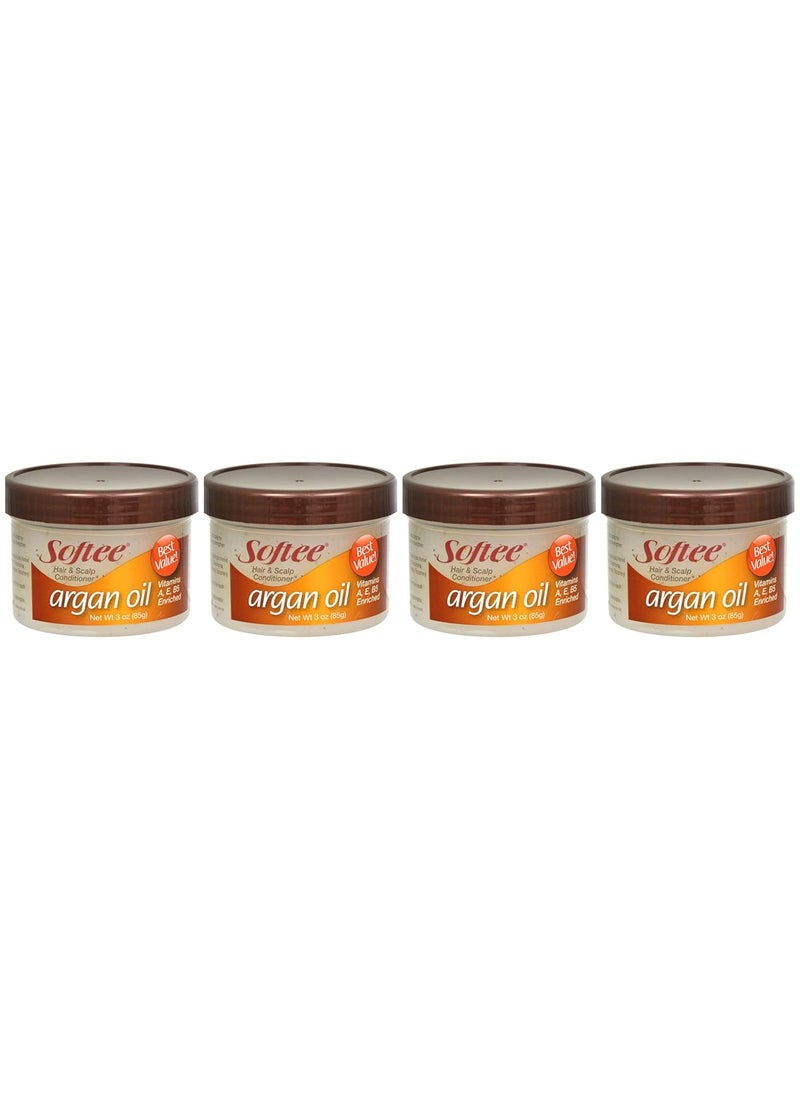 Softee Lot of 4 jars of Softee Argan Oil Hair  Scalp Conditioner 3 ozeach jar 