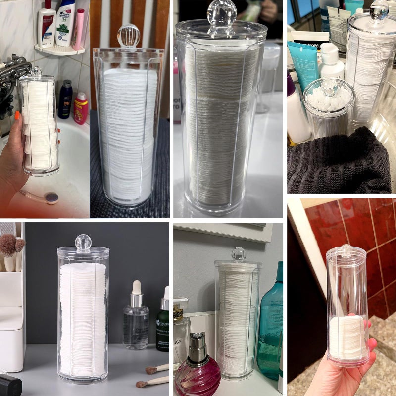 Tecbeauty Cotton Pad Holder Makeup Pads Cotton Swab Dispenser for Bathroom Storage,Clear, Acrylic, 2.9x7.5 inch - Image 2