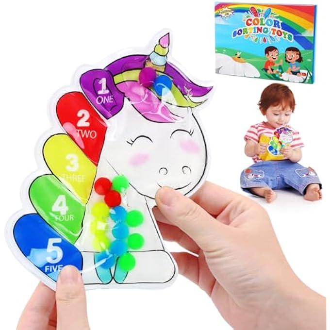 MONTESSORI SENSORY TOY, SENSORY TOY, FIDGET TOYS FOR SORTING COLOURS, UNICORN SHAPE, ANTI-STRESS TOYS, BABY SORTING GAME, SENSORY PLAY FOR COUNTING, SORTING, COLOURS, LEARNING - Image 2