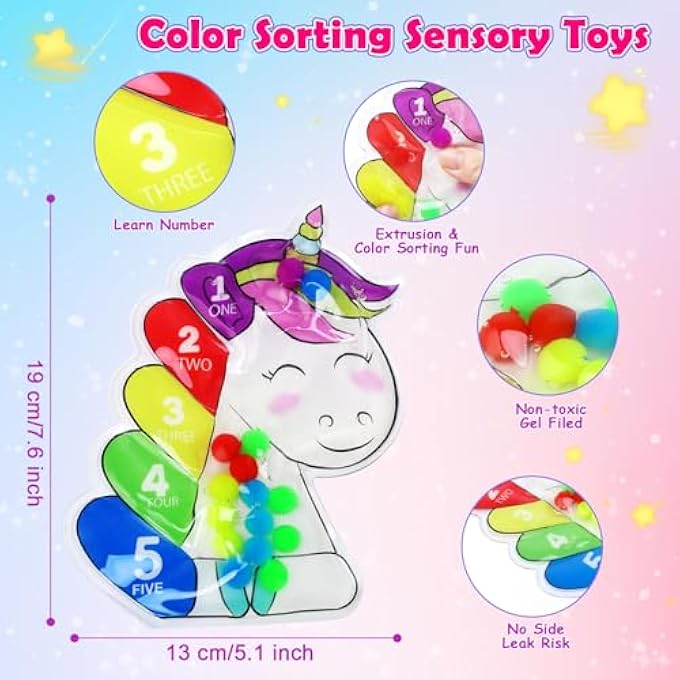 MONTESSORI SENSORY TOY, SENSORY TOY, FIDGET TOYS FOR SORTING COLOURS, UNICORN SHAPE, ANTI-STRESS TOYS, BABY SORTING GAME, SENSORY PLAY FOR COUNTING, SORTING, COLOURS, LEARNING - Image 3