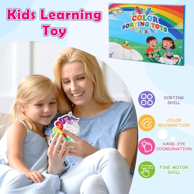MONTESSORI SENSORY TOY, SENSORY TOY, FIDGET TOYS FOR SORTING COLOURS, UNICORN SHAPE, ANTI-STRESS TOYS, BABY SORTING GAME, SENSORY PLAY FOR COUNTING, SORTING, COLOURS, LEARNING - Image 4