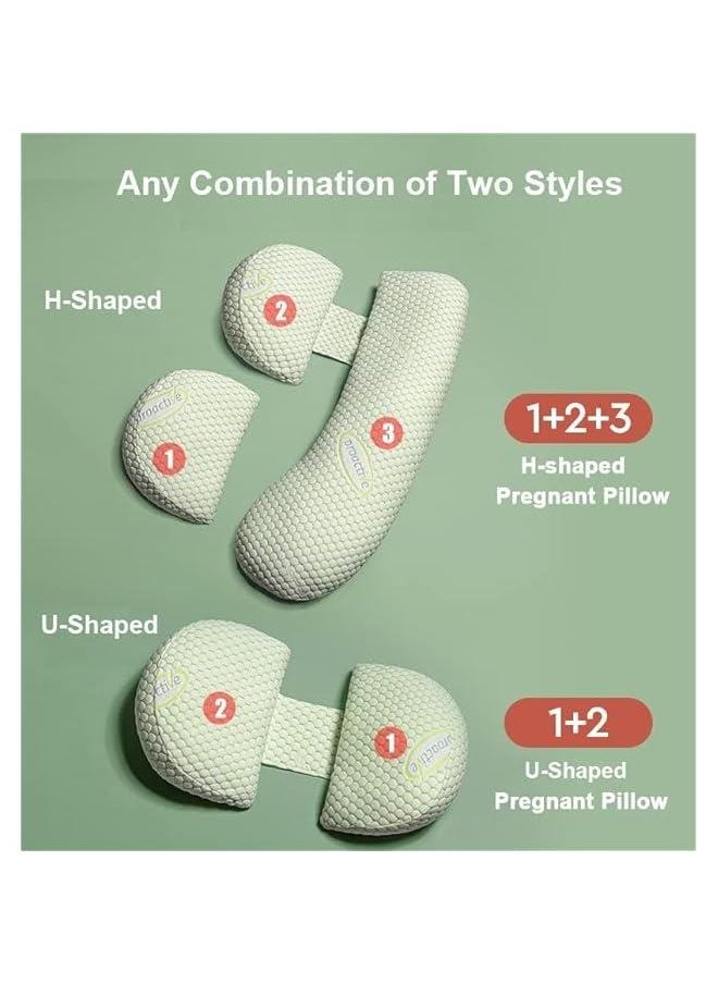 HOOKOR Pregnancy Pillows for Sleeping, Maternity/Pregnancy Body Pillow Support for Back, Legs, Belly,Pregnant Women, Detachable and Adjustable with Pillow Cover (Green-large)  - Image 2