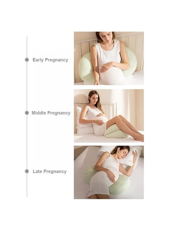 HOOKOR Pregnancy Pillows for Sleeping, Maternity/Pregnancy Body Pillow Support for Back, Legs, Belly,Pregnant Women, Detachable and Adjustable with Pillow Cover (Green-large)  - Image 3
