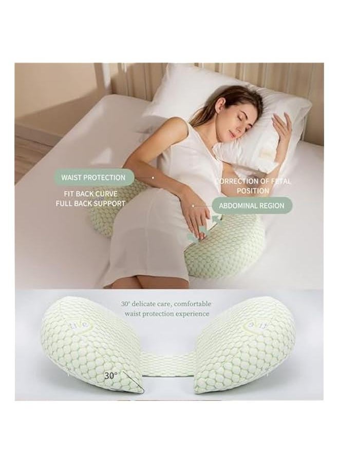 HOOKOR Pregnancy Pillows for Sleeping, Maternity/Pregnancy Body Pillow Support for Back, Legs, Belly,Pregnant Women, Detachable and Adjustable with Pillow Cover (Green-large)  - Image 4