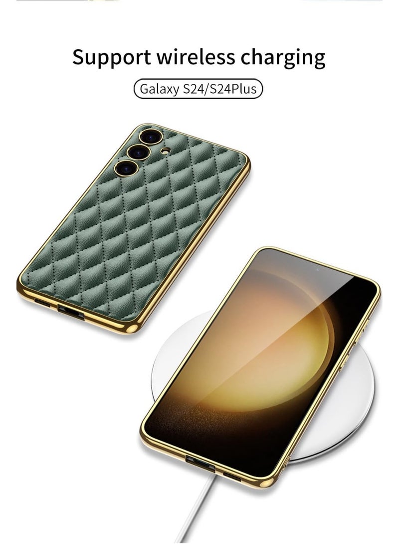 VKL Samsung Galaxy S24 Ultra Case Leather, Cute Diamond S24 Ultra Case with Camera Lens Protector for Women Men, Soft PU + Electroplated Frame Non-Slip Shockproof Case for Samsung S24 Ultra - Image 5