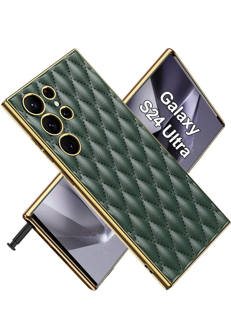 VKL Samsung Galaxy S24 Ultra Case Leather, Cute Diamond S24 Ultra Case with Camera Lens Protector for Women Men, Soft PU + Electroplated Frame Non-Slip Shockproof Case for Samsung S24 Ultra - Image 4