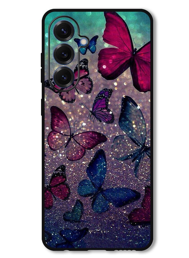 Theodor Protective Case Anti Scratch Shock Proof Bumper Cover For Samsung Galaxy S25 Glitters Butterflies - Image 1