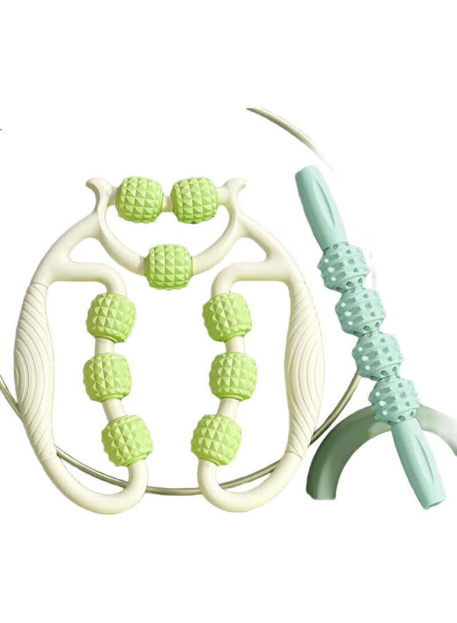 Dweck Leg Massage Roller, Spiked Club, Muscle Relaxation Shaft, Yoga Column, 9-Ring Leg Clamp, Fitness Shaping Set, Fruit Green - Image 3