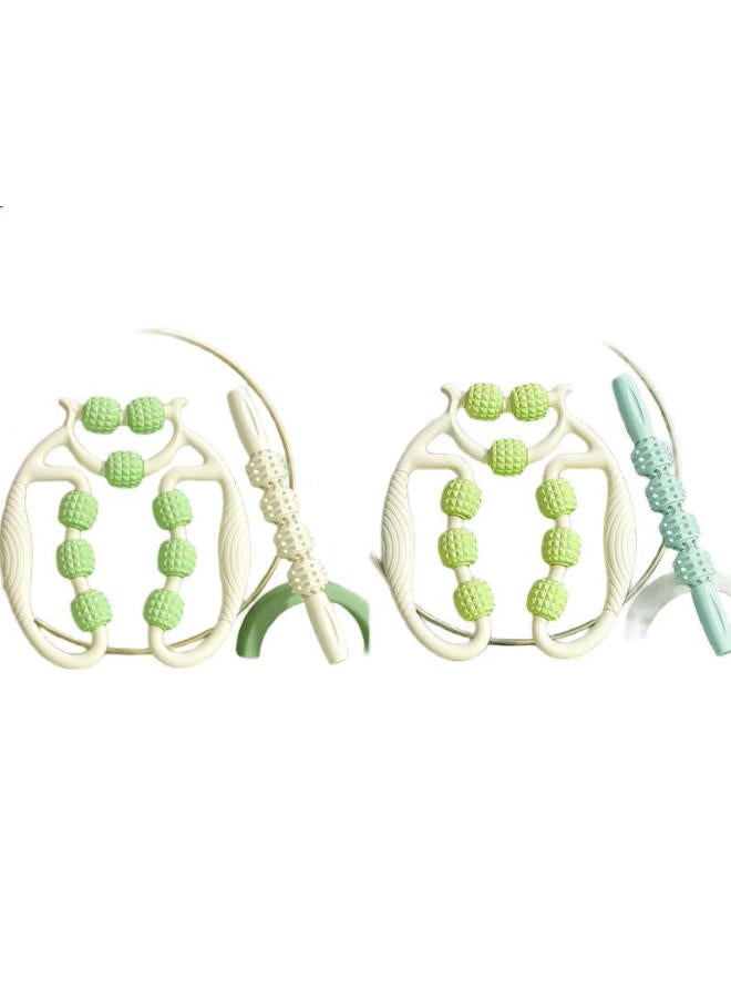 Dweck Leg Massage Roller, Spiked Club, Muscle Relaxation Shaft, Yoga Column, 9-Ring Leg Clamp, Fitness Shaping Set, Fruit Green - Image 2