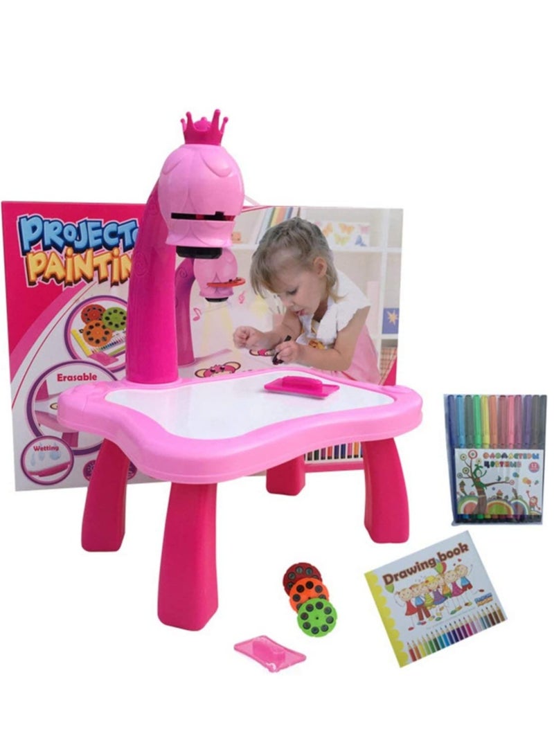 ELTRAZONE Child Learning Desk With Smart Projector Kids Painting Table Toy With Light Music Children Educational Tool Drawing Table (pink) - Image 5
