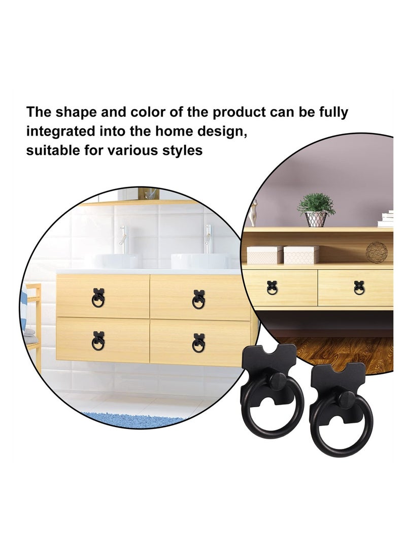 4 Pieces Black Drawer Handles and Ring Pulls Decorative Furniture Hardware for Cabinets Wardrobes and Dressers Including Screws - Image 5
