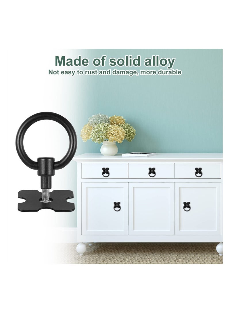 4 Pieces Black Drawer Handles and Ring Pulls Decorative Furniture Hardware for Cabinets Wardrobes and Dressers Including Screws - Image 4