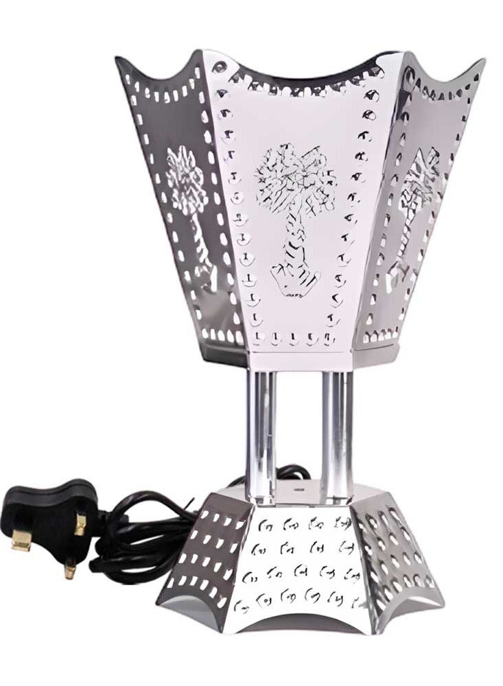 Elegant Electric Incense Oud Burner – Hexagonal Mabkhara with Crystal Accents – Stylish Madkhan for Home, Office & Celebrations