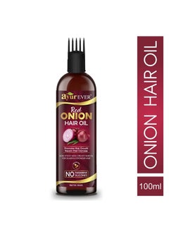 AYUREVER Red Onion Hair Oil For Hair Growth And Hair Fall Control, Prevents Dandruff With Deep Root Comb Applicator Enriched Onion Oil - 100 Ml  - Image 2