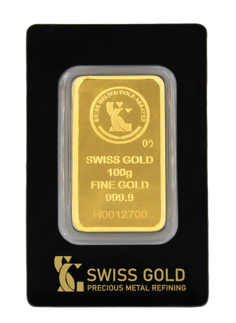 Swiss gold - 999.9 SwissGold Minted Bar 24KT - 100 grams - Image 1