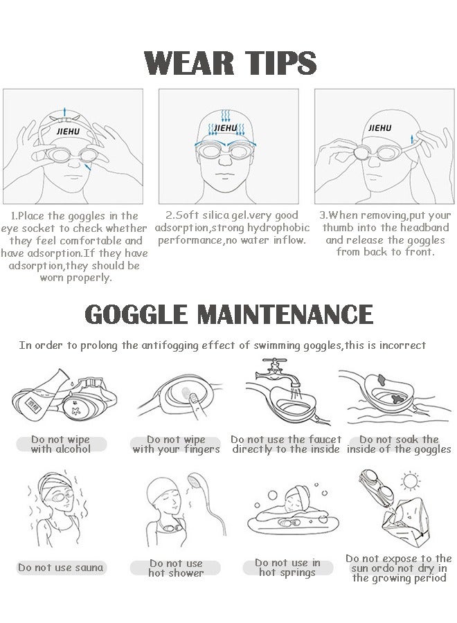 General Anti Fog,Anti UV,Myopia,All-around Swimming Goggles,Adjustable Swim Diving Goggles for Men Women Teenagers Eyewear with Earplug(Degree: 400 White)  - Image 3