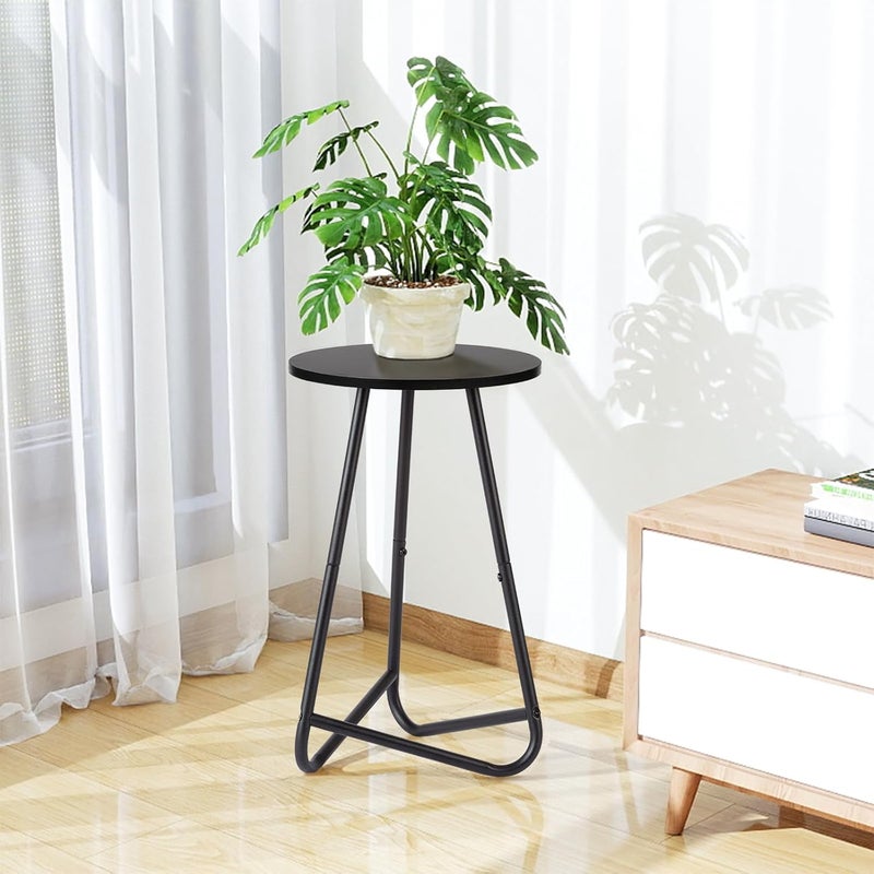 HDANI 50 cm Round Plant Stand, Flower Stand, Plant Shelf Made of Wood and Metal, Modern Shelf for Indoor Plants for Living Room, Balcony and Office, Black - Image 5