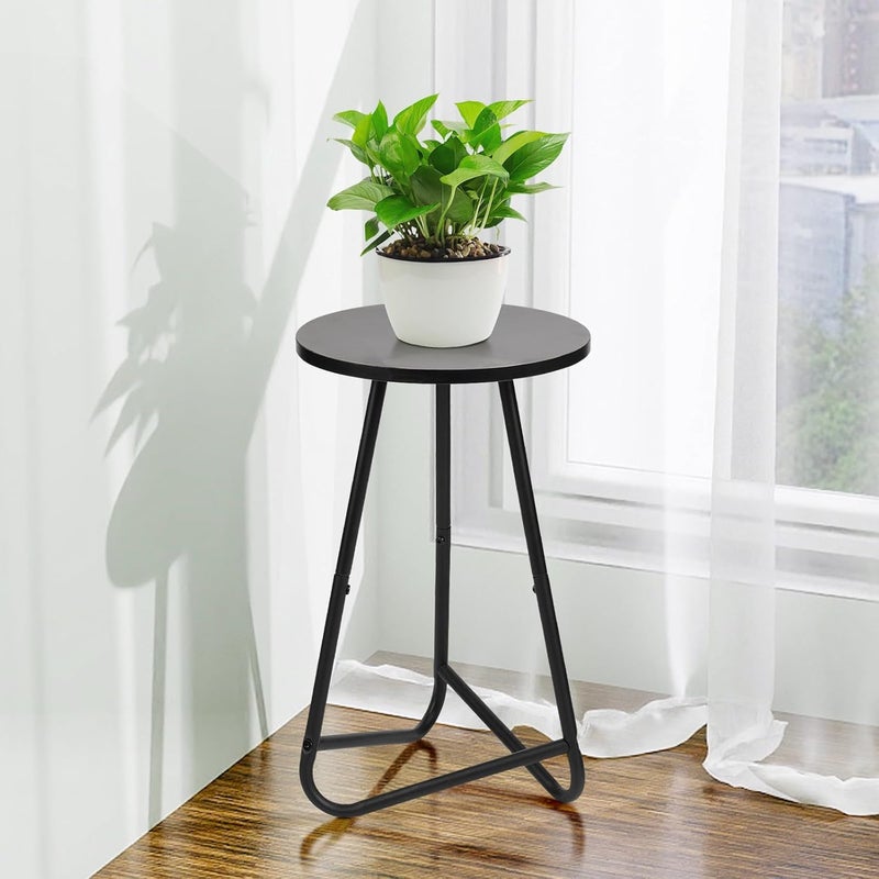 HDANI 50 cm Round Plant Stand, Flower Stand, Plant Shelf Made of Wood and Metal, Modern Shelf for Indoor Plants for Living Room, Balcony and Office, Black - Image 3