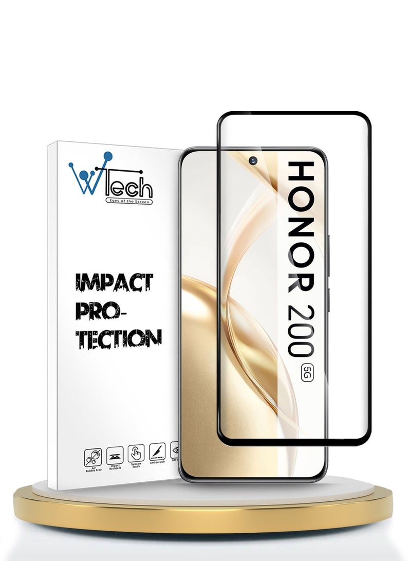 Wtech Honor 200 5G 2024 Premium Edge-Pro Series Full Glue Full Cover Tempered Glass Screen Protector (MSGPCN) - Clear/Black - Image 1