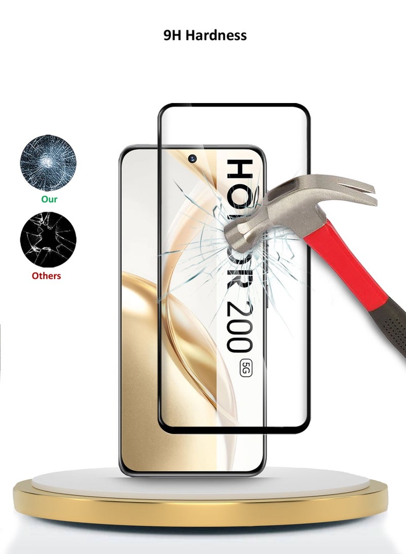 Wtech Honor 200 5G 2024 Premium Edge-Pro Series Full Glue Full Cover Tempered Glass Screen Protector (MSGPCN) - Clear/Black - Image 3