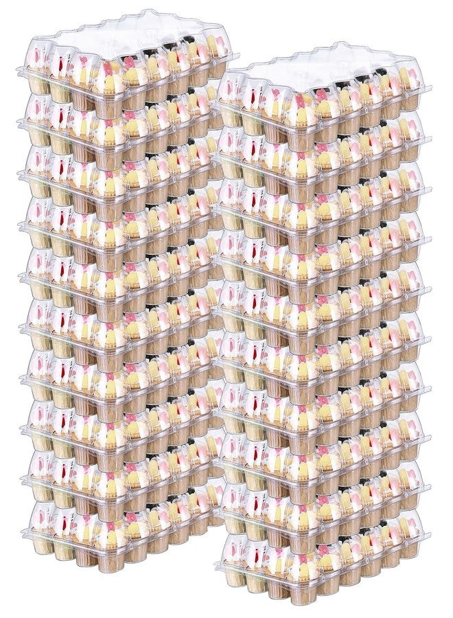 FVIEXE 24 Pack Mini 24 Count Plastic Cupcake Container, Mini Cupcake Carrier Holder with Detachable Lid for 24 Cupcakes, Clear Cupcake Box Muffin Packaging Transporter - Image 1