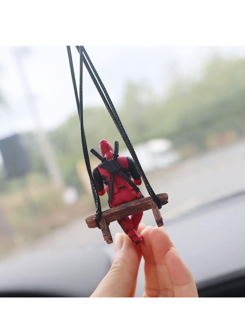 cyleto Funny Anime Car Mirror Hanging Accessories Car Pendant Reading Deadpool Ornaments Auto Rearview Mirror Decoration Car Accessories Car Interior Decor - Image 3