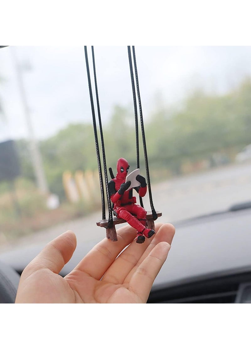 cyleto Funny Anime Car Mirror Hanging Accessories Car Pendant Reading Deadpool Ornaments Auto Rearview Mirror Decoration Car Accessories Car Interior Decor - Image 4
