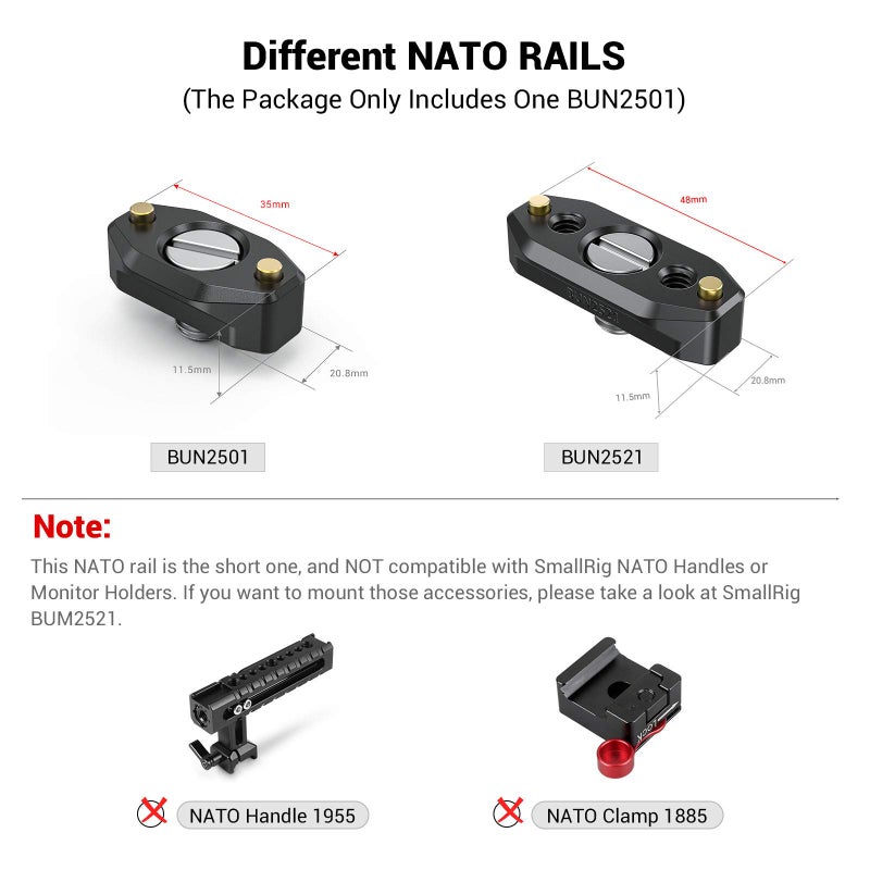SmallRig NATO Rail with Locating Screw for ARRI 35mm BUN2501B - Image 4