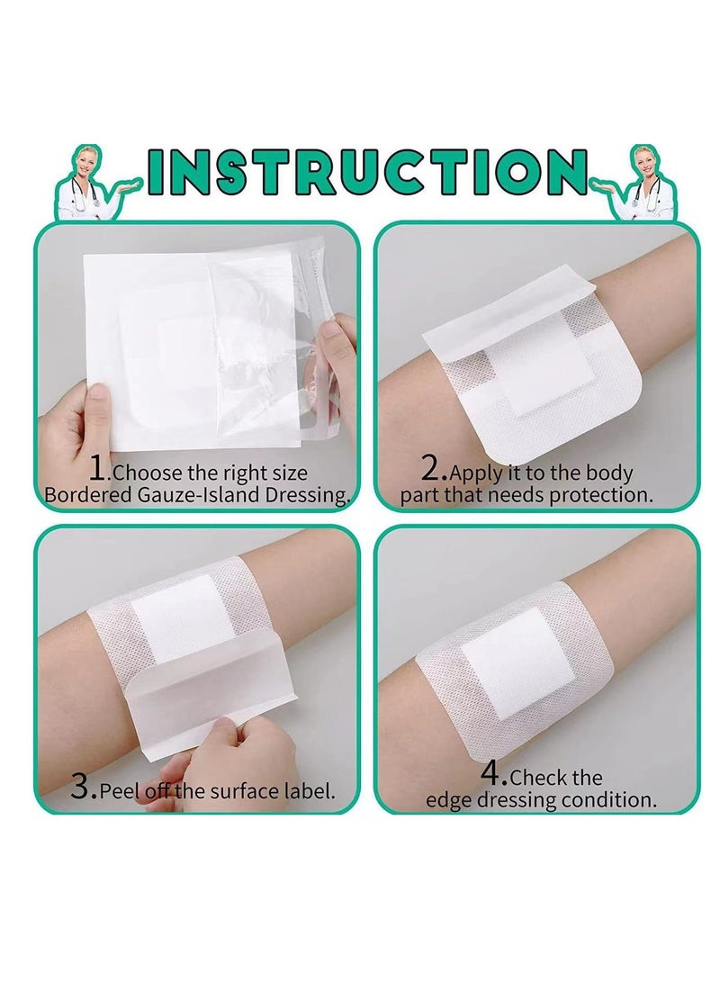 Generic 20 Pieces Bordered Gauze-Island Dressing is 10 x 10cm Wound Bandage Adhesive Patches Post Shower Pads Breathable Borders Individually Packed Pouches - Image 2
