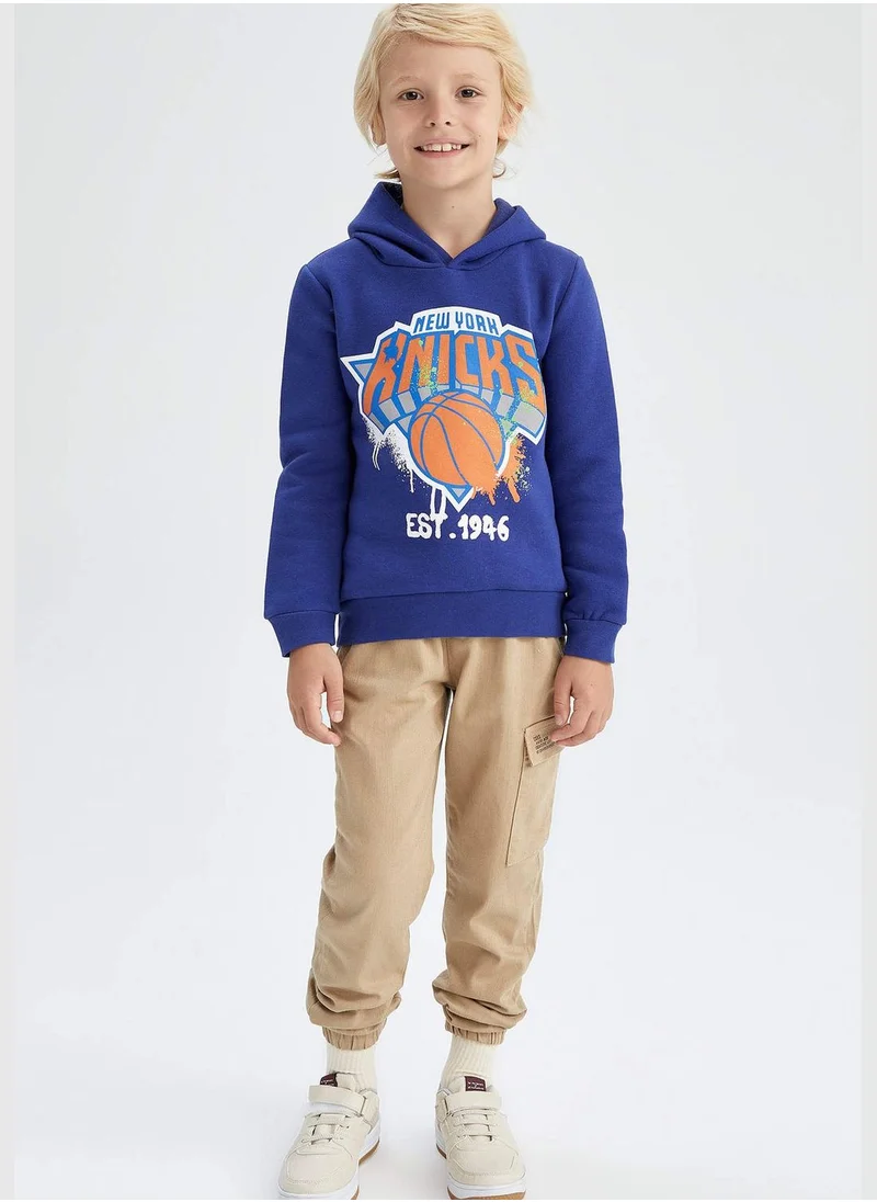 DeFacto Boy NBA New York Knicks Licenced Hooded Long Sleeve Knitted Sweatshirt