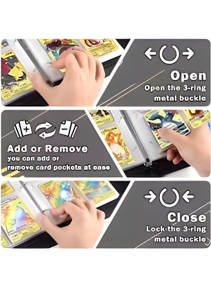 RATSAW Cards Binder Card Holder 4 Pocket Portable Card Collection Album Holder Book Fits 400 Cards With 50 Removable Sleeves Trading Card Binder with Carrying Case  - Image 5