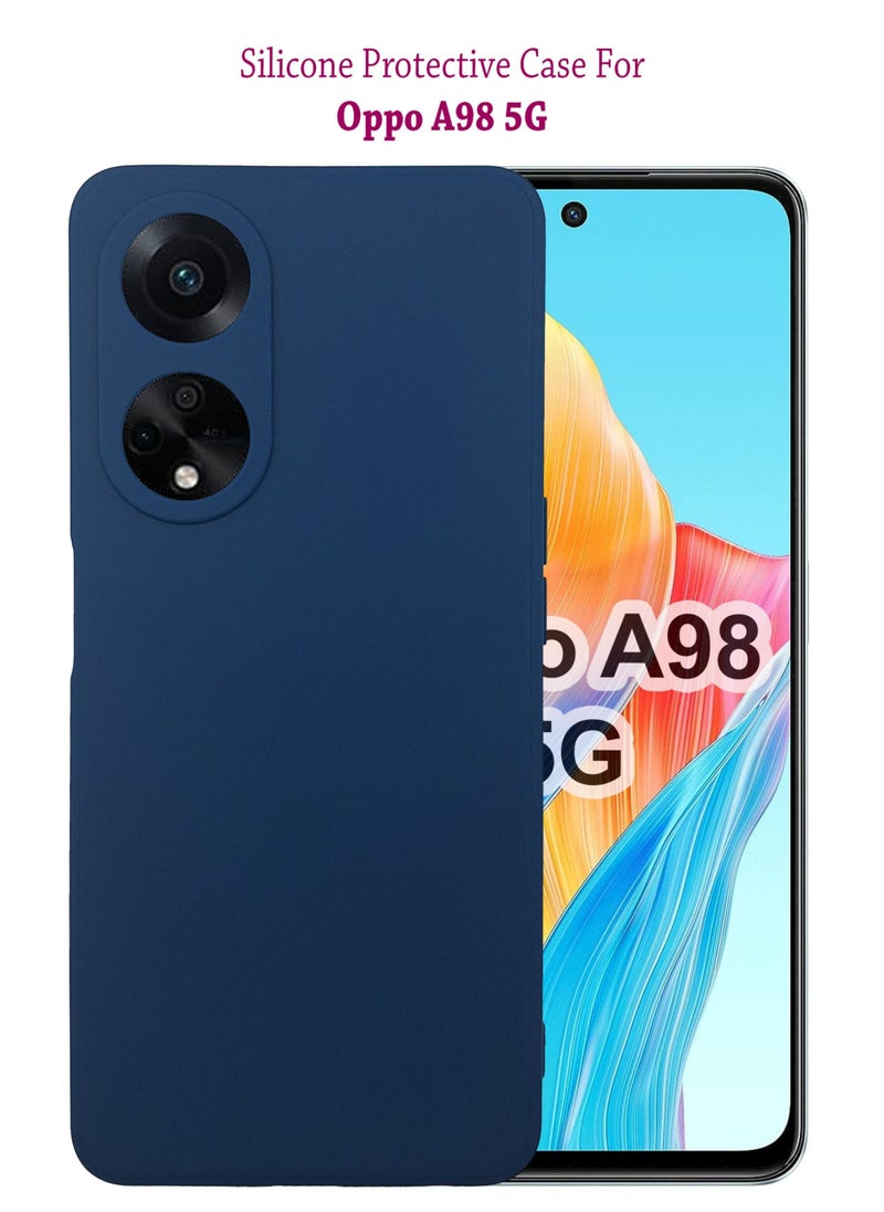 Waldic غطاء حماية خلفي من السيليكون لهاتف Oppo A98 5G - Blue Jay  - Image 1